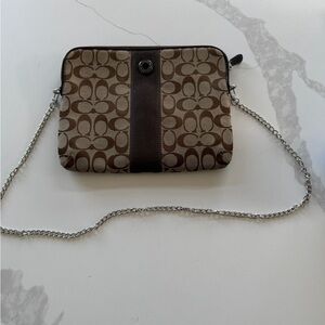 Coach Signature Stripe Tablet iPad crossbody bag